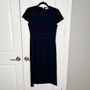 Argent Sheath Midi Dress Size 2 Navy Blue and Black